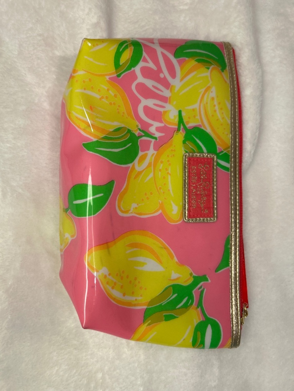 Lilly Pulitzer Estée Lauder Pink with Yellow Lemons Cosmetic Makeup Bag